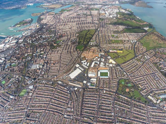 Portsmouth aerial Fratton Park and Tesco being built CREDITPicture: Shaun Roster