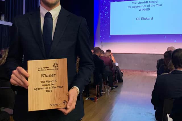 First Beaulieu River apprentice Oli Rickard with his award