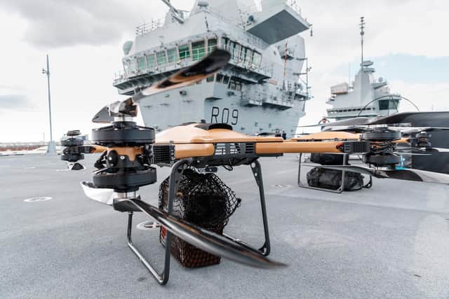 HMS Prince of Wales hosted the Future Maritime Aviation Force on board to show the Royal Navy's intention to use new technology on future operations. Photo: Royal Navy