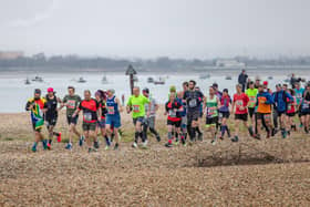 Runners battling the Langstone Harbour Half Marathon. Picture: Mike Cooter (170224)