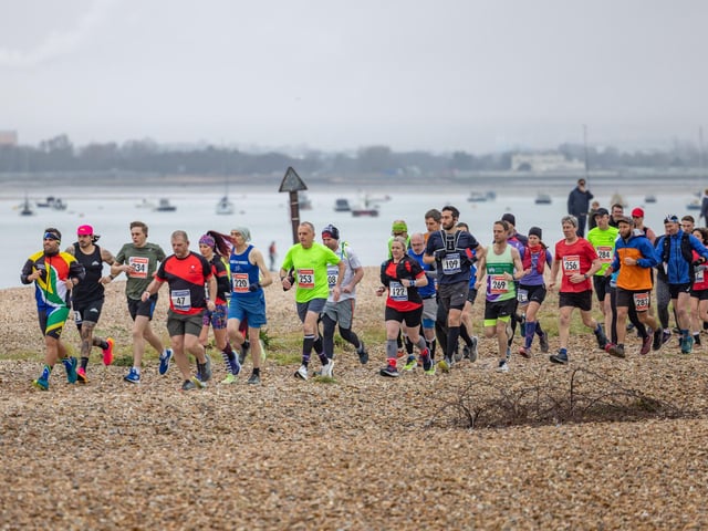 Runners battling the Langstone Harbour Half Marathon. Picture: Mike Cooter (170224)