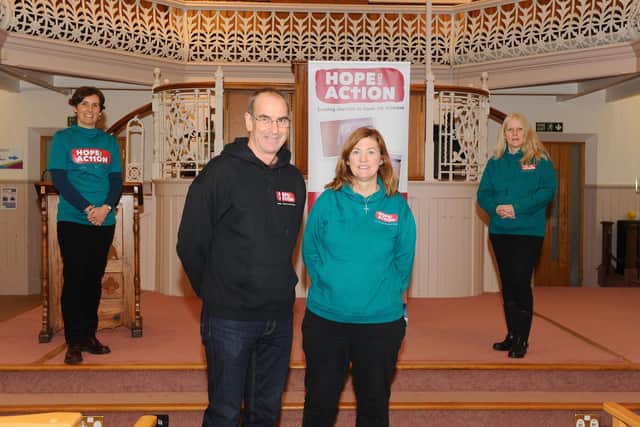 Hope Into Action - from left, Caroline Deans, empowerment worker, Steve Ansell, building maintenance, Tracey Ansell, chair of trustees and Michelle Treacher, operations manager
Picture: Sarah Standing (031220-9353)