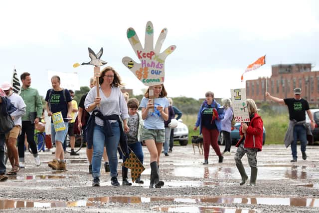 The 'Let's Stop Aquind' walking protest against Aquind pictured starting at the Fort Cumberland car park in Eastney.

Picture: Sam Stephenson