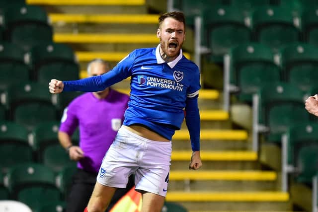 Tom Naylor celebrates his goal at Plymouth. Picture: Graham Hunt