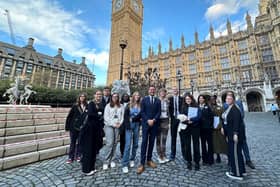 Portsmouth South MP Stephen Morgan outside Parliament on his 'Westminster Experience Day'