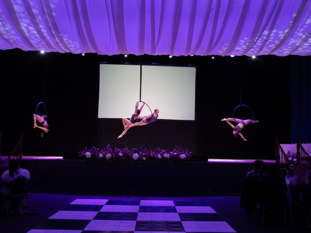 Luna Acrobatics and Ariel arts entertain the guests at The Inspirational Women Of Portsmouth Awards 2024