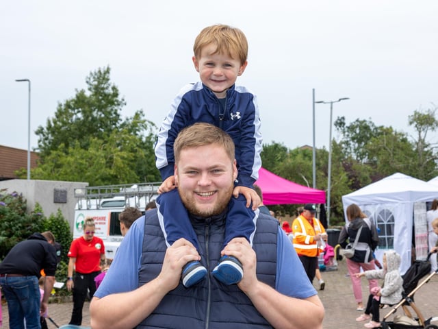 Rodney, 2, enjoying Port Solent 999 Day with his dad.  Photos by Alex Shute