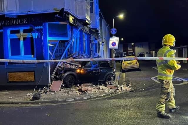 A car ploughed into the front of Southsea's Lawrence Arms pub at around 3am on Saturday, February 18.