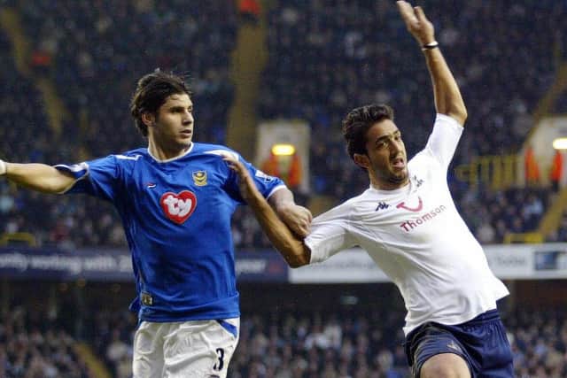 Dejan Stefanovic goes up against Mido during Pompey's trip to Spurs in February 2005    Picture: CARL DE SOUZA/AFP via Getty Images