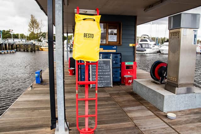 New design of ladder at Buckler's Hard Yacht Harbour