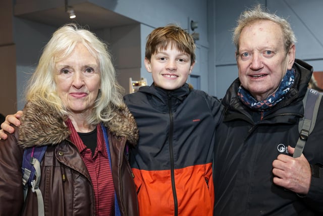 Jo and John Shortall with their grandson, William, 13 at Love Southsea Christmas Market. Picture: Chris  Moorhouse (231124-25)