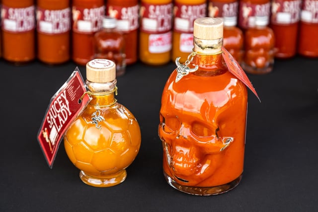 Decorative glassware for the sauces from Saucy Lady. Picture: Mike Cooter (210522)