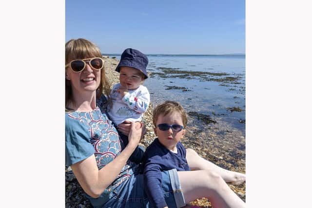 Adelle Spindlove with her sons Theo, 17 months and Rowan, four