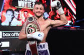 Mikey McKinson with the WBO Global welterweight belt. Picture: Mark Robinson/Matchroom Boxing