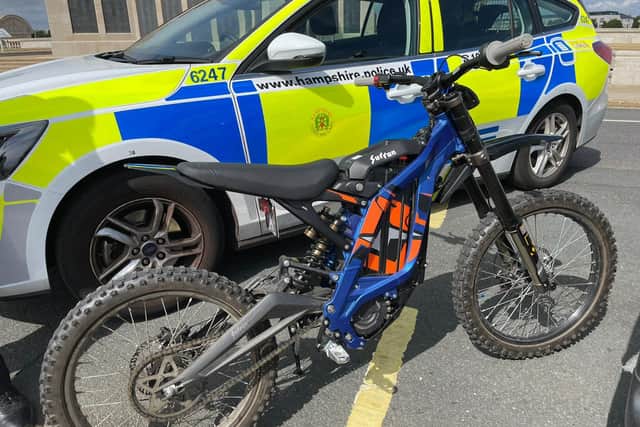 One of the electric scrambler bikes that police managed to seize during a chase in Southsea