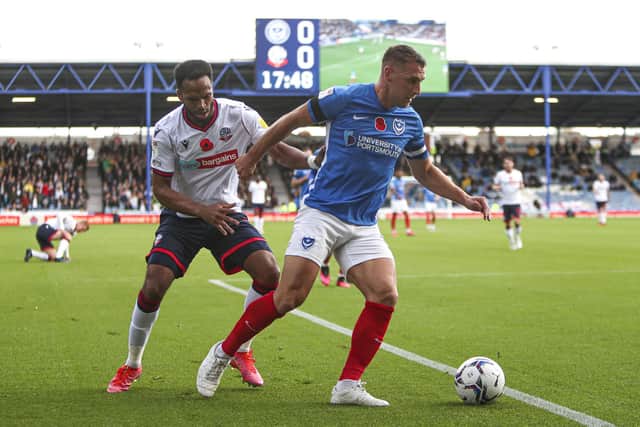 Pompey's Lee Brown has made a request following the 1-0 win over Bolton.   Picture: Kieran Cleeves/PA Wire.