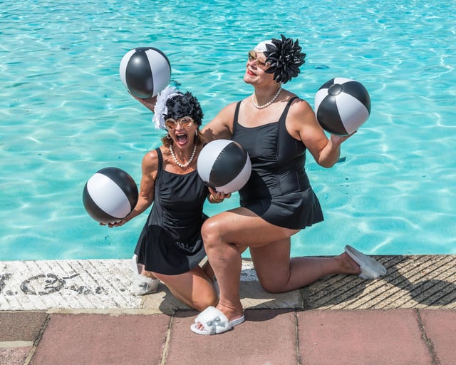Jessica and Niola - the Lido Ladies - visit Hilsea Lido. Picture: Mike Cooter (020721)