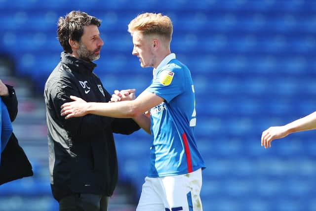 Danny Cowley with former Pompey loanee Harvey White