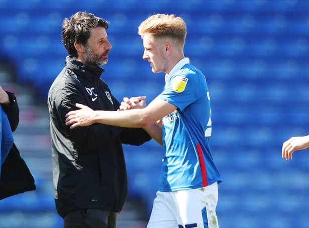 Danny Cowley with former Pompey loanee Harvey White