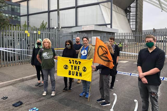 Members of Extinction Rebellion Southsea at the Veolia incinerator in Portsmouth on September 25. Picture: Richard Lemmer