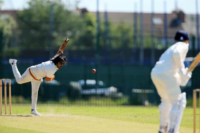 Robish Hentry bowling for Kerala. 
Picture: Chris Moorhouse