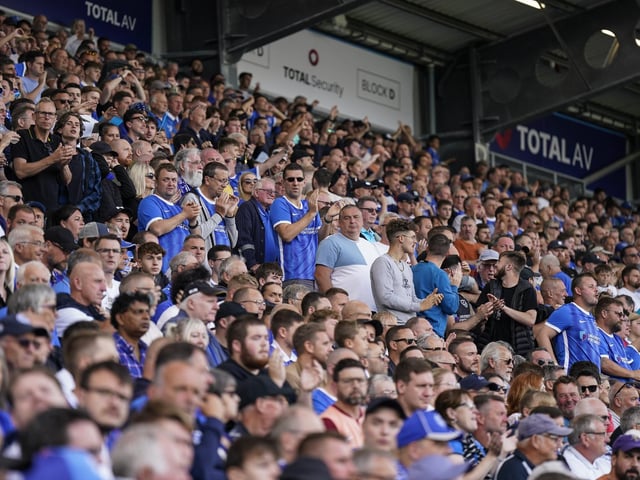 The home section was sold out as 17,194 Pompey fans cheered on the Blues against Cheltenham