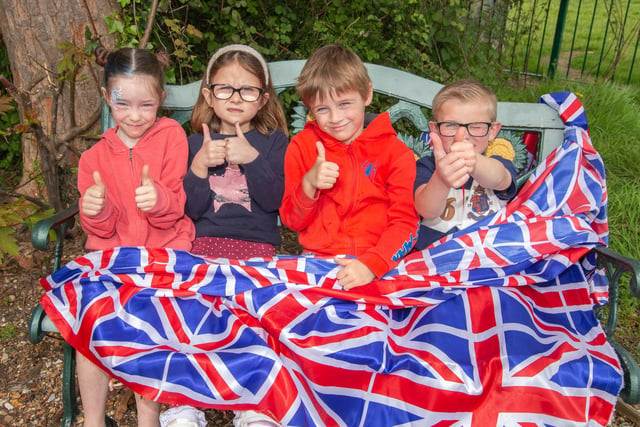 Mengham Infant School on Hayling Island created a coronation community garden - pictured are Alana, six, Billy, five, Archie, five, and Maddy, five, at their new garden