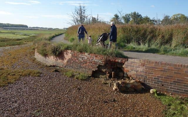 Damaged sea defences at Langstone, near Havant Picture: Dominic Joyeux