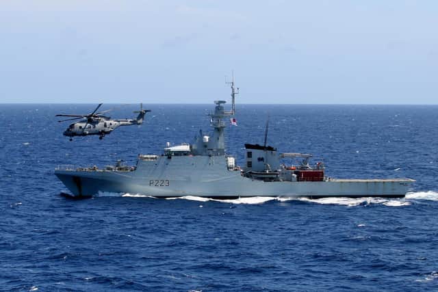 HMS Medway in the Caribbean Sea as part of the Atlantic Patrol Task group working alongside with RFA Argus. Photo: Royal Navy