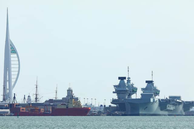 HMS Prince of Wales at HM Naval Base Portsmouth. Picture: Chris Moorhouse (jpns 200422-53).