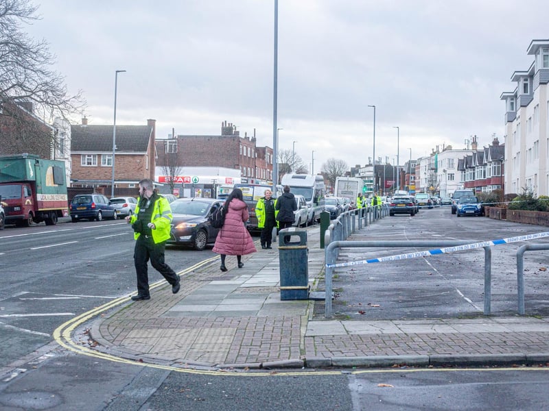 The scene in London Road, at the junction with Doyle Avenue in Hilsea.
