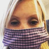 Caroline Dinenage wears a face covering designed by her son Ed. Picture: Caroline Dinenage