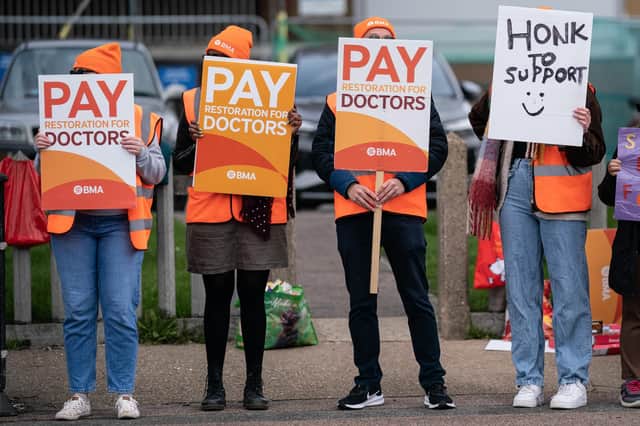 NHS junior doctors on the picket line earlier this year.