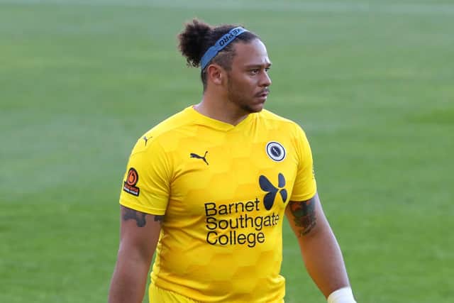 Goalkeeper Nathan Ashmore is hoping to play a part in Boreham Wood's historic FA Cup trip to Everton on Thursday night Picture: Linnea Rheborg/Getty Images