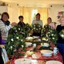 Members of Stokes Bay WI enjoying a wreath making workshop.