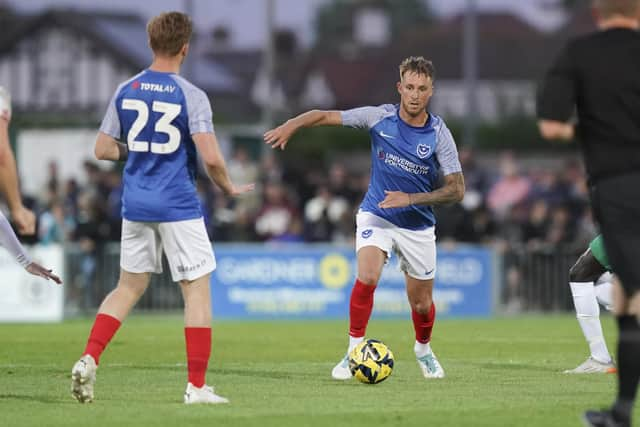 Pompey new boy Ben Stevenson in action against Bognor last night. Picture: Jason Brown.