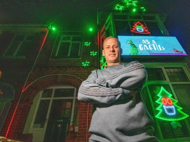 Local ground worker, Damon Vincent is raising money for Sophie's Legacy by displaying a Christmas Light show every night.
He's been doing this for 6 years for different charities and raised thousands of pounds for each charity. 

Pictured: Damon Vincent outside his home in Kipling Road, Hilsea on 7th December 2023

Picture: Habibur Rahman