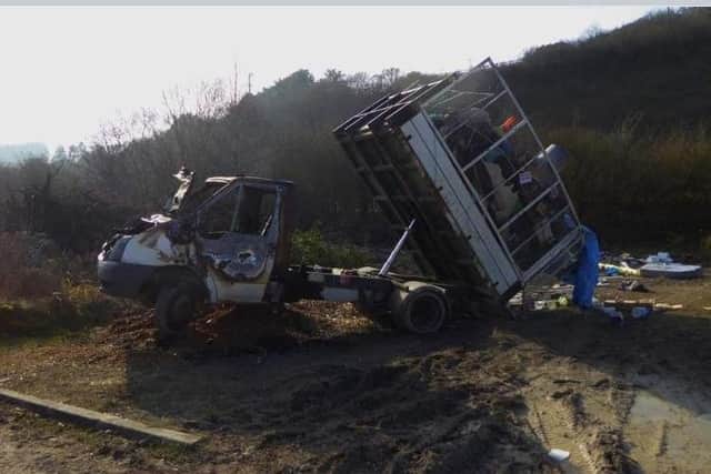 Suspected fly-tipper truck at Queen Elizabeth Country Park set alight 