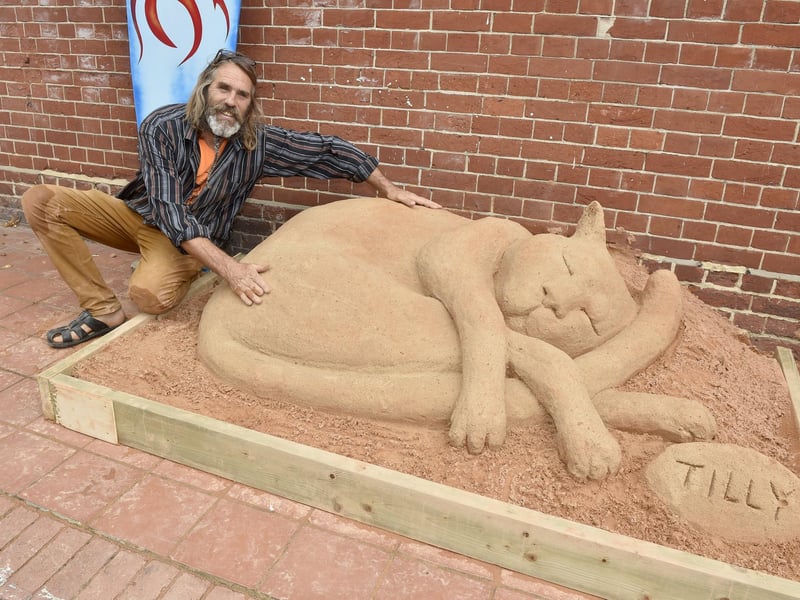 Pictured is: Paul Hoggard who created Tilly the cat the famous cat that wanders the streets of Gosport.
Picture: Sarah Standing (280723-7236)