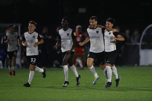 Pompey's youngsters celebrate Hampshire Senior Cup victory.
Picture Stuart Martin (220421-7042)