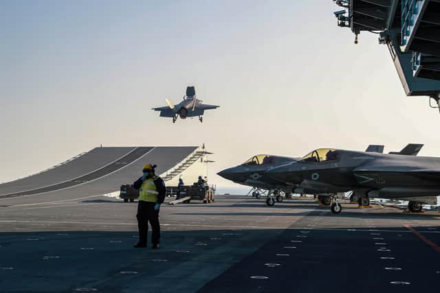 An F-35B pictured taking off from HMS Queen Elizabeth during an exercise last year. Photo: Royal Navy