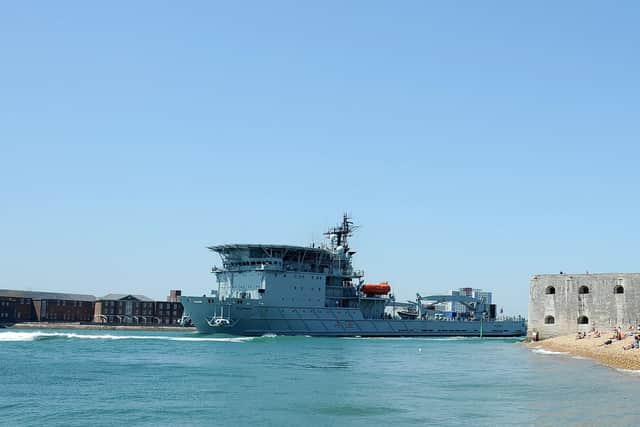 RFA Diligence leaving Portsmouth Harbour. The Royal Navy has confirmed an investigation is underway after reports emerged of sailors going on a destructive rampage on the vessel.