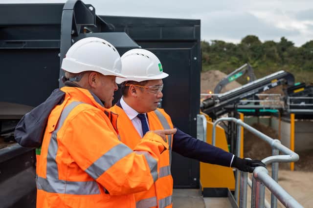 Managing Director Mick Balch with Alan Mak MP at the new waste recovery plant at Farlington. Picture: Mike Cooter (151021)