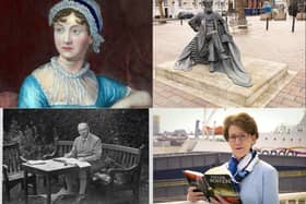 Portsmouth has been home to some world famous authors over the years. Clockwise from top left is Jane Austen, Charles Dickens, Pauline Rowson and Sir Arthur Conan Doyle.