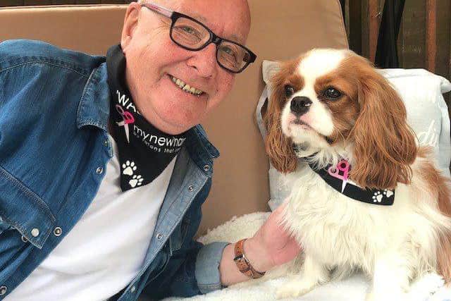 mynewhair founder Trevor Sorbie MBE with his King Charles Cavalier Lisbon