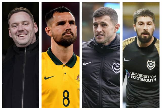 From left: Richard Hughes, Bailey Wright, John Mousinho and Kieron Freeman
