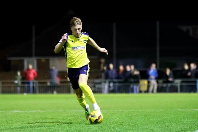 Mason Walsh missed a great chance in Gosport Borough's draw with Kings Langley. Picture: Tom Phillips
