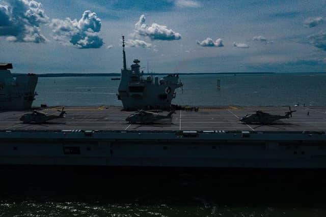 HMS Queen Elizabeth leaves Portsmouth on June 7 to carry out her first flight trials with the F-35 stealth jet in British waters. Photo: Luke Channer / @sky_grammers