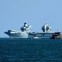 HMS Queen Elizabeth passing the Spitbank Fort on the afternoon of June 9. Picture: Alison Treacher.