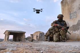 Royal Marines awaits resupply from a Malloy drone. Photo: Royal Navy